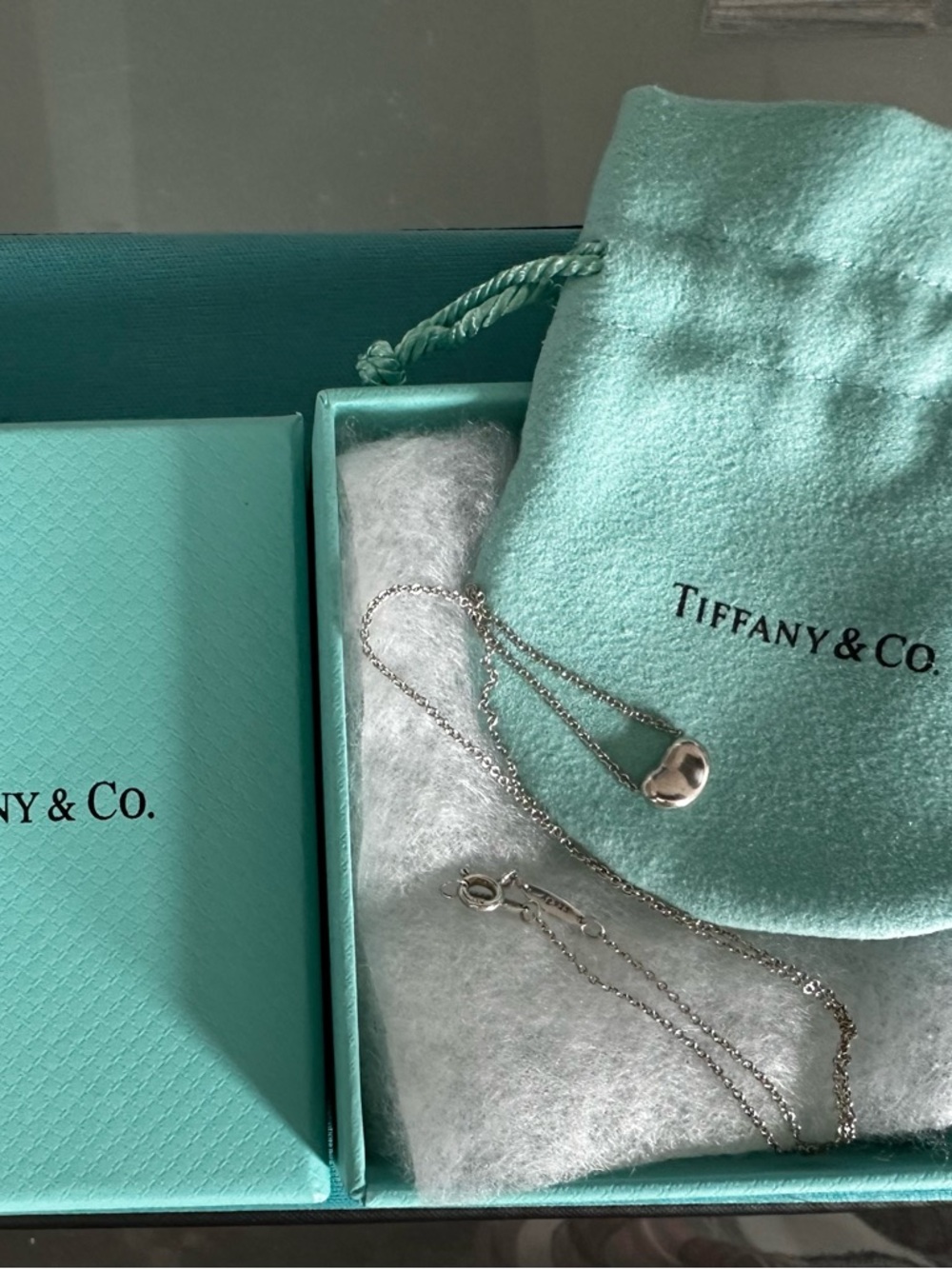 Tiffany & Co. Elsa Peretti Sterling Silver 9mm Bean on 16” Necklace